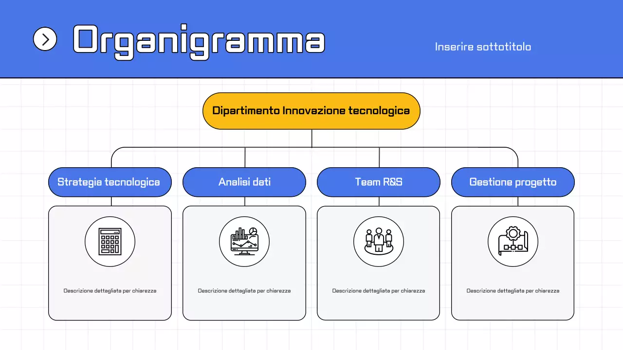 layout dell'organigramma tecnico moderno blu