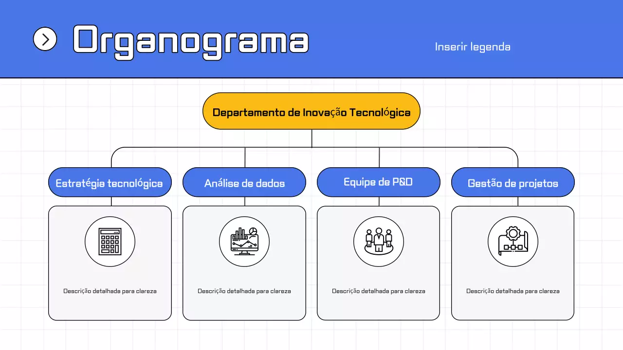 esquema de organigrama técnico moderno azul