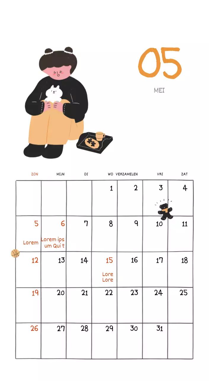 Een kleurrijk en schattig alledaags illustratieconcept