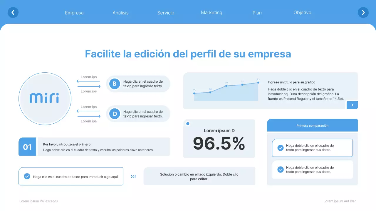Sitio web sencillo en blanco y azul claro Perfil de empresa