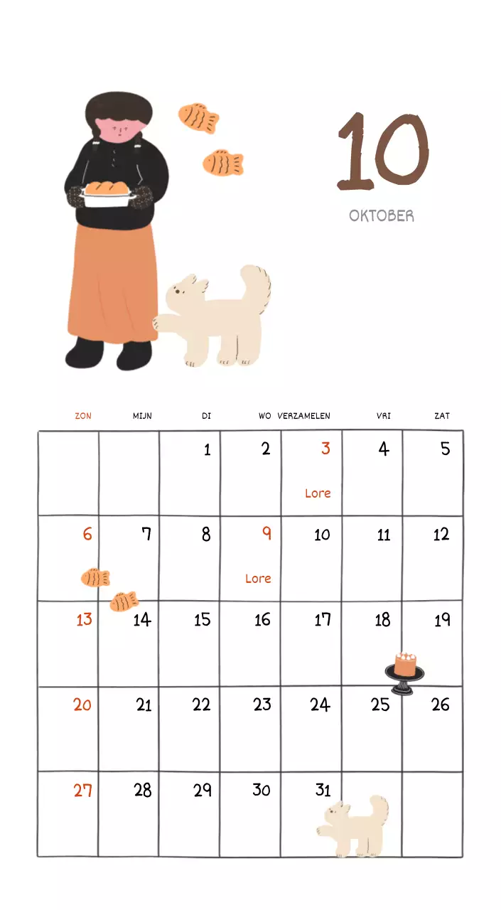 Een kleurrijk en schattig alledaags illustratieconcept