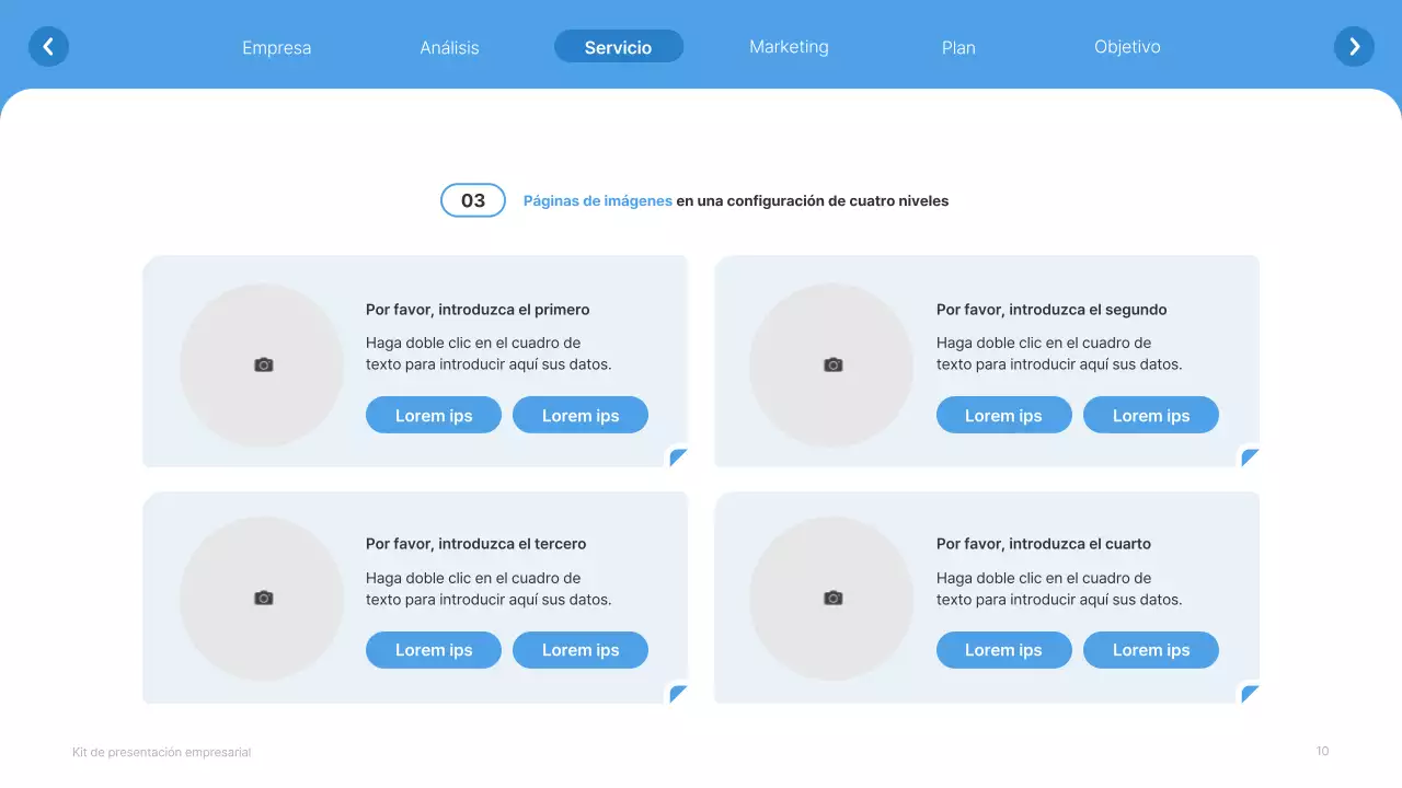 Sitio web sencillo en blanco y azul claro Perfil de empresa