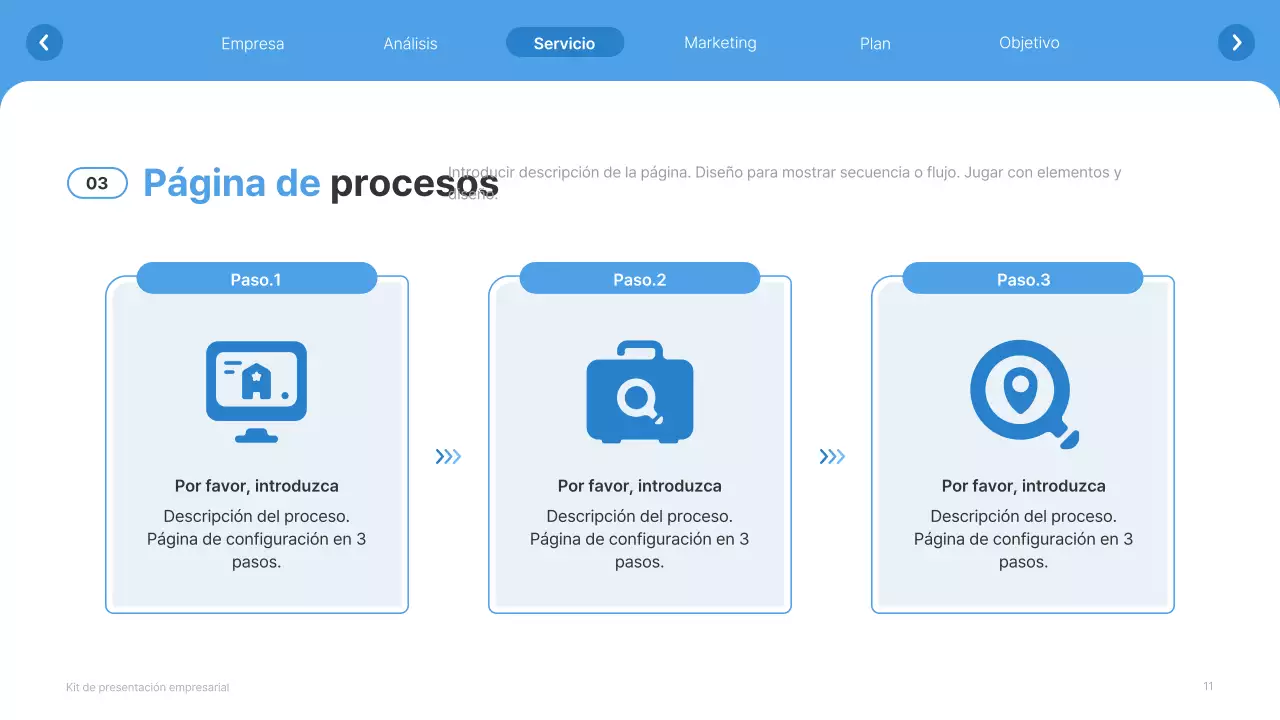 Sitio web sencillo en blanco y azul claro Perfil de empresa