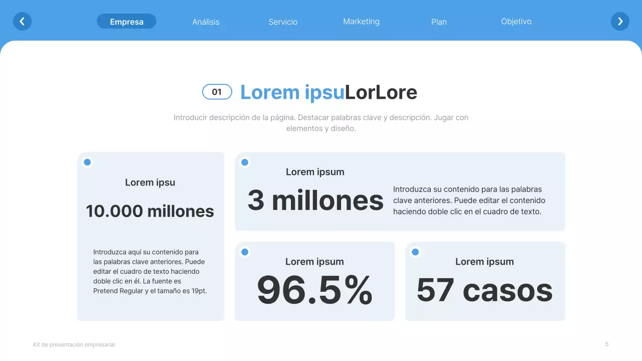 Sitio web sencillo en blanco y azul claro Perfil de empresa