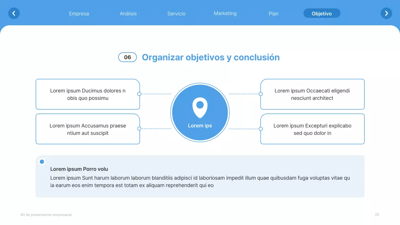 Sitio web sencillo en blanco y azul claro Perfil de empresa