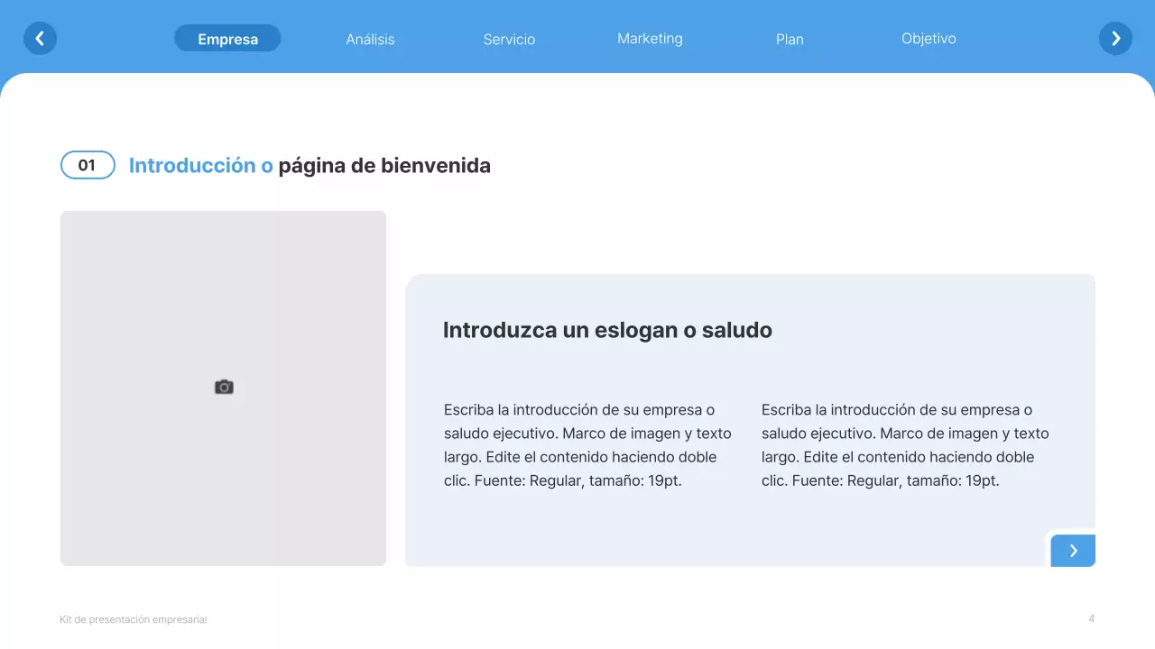 Sitio web sencillo en blanco y azul claro Perfil de empresa