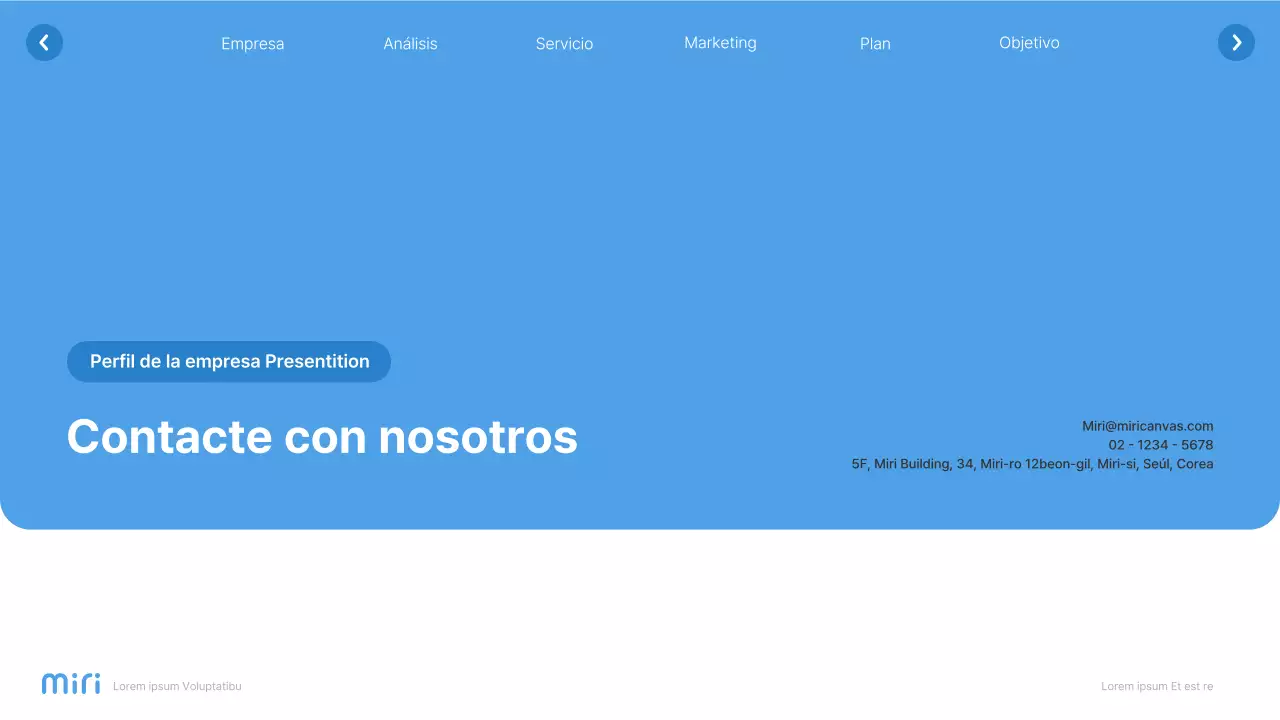 Sitio web sencillo en blanco y azul claro Perfil de empresa