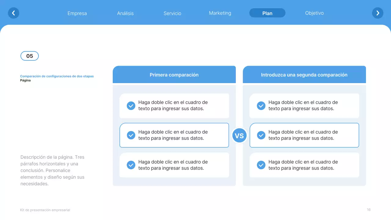 Sitio web sencillo en blanco y azul claro Perfil de empresa