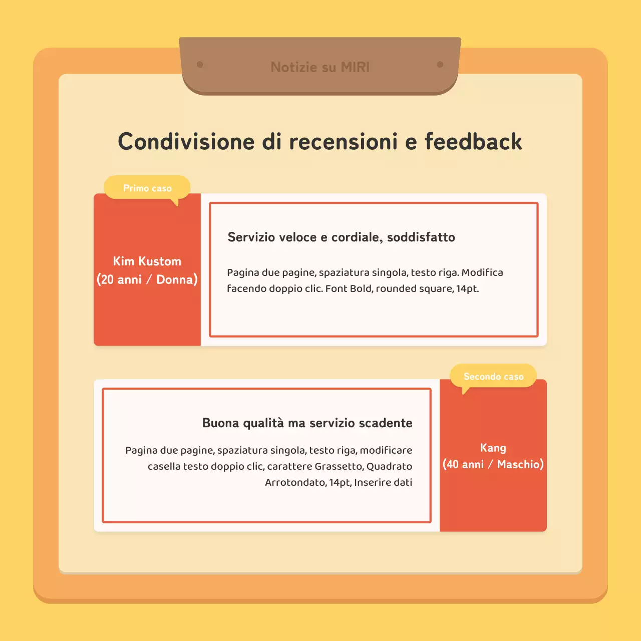 Un post di newsletter aziendale kitsch in rosso e giallo