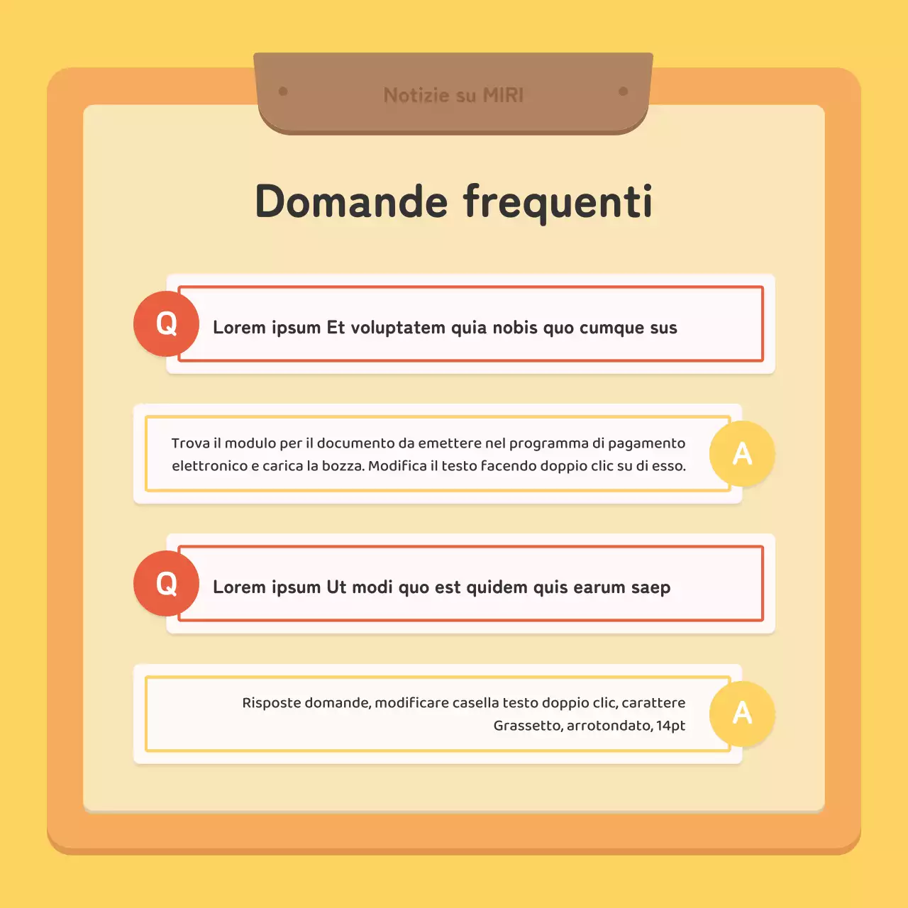 Un post di newsletter aziendale kitsch in rosso e giallo