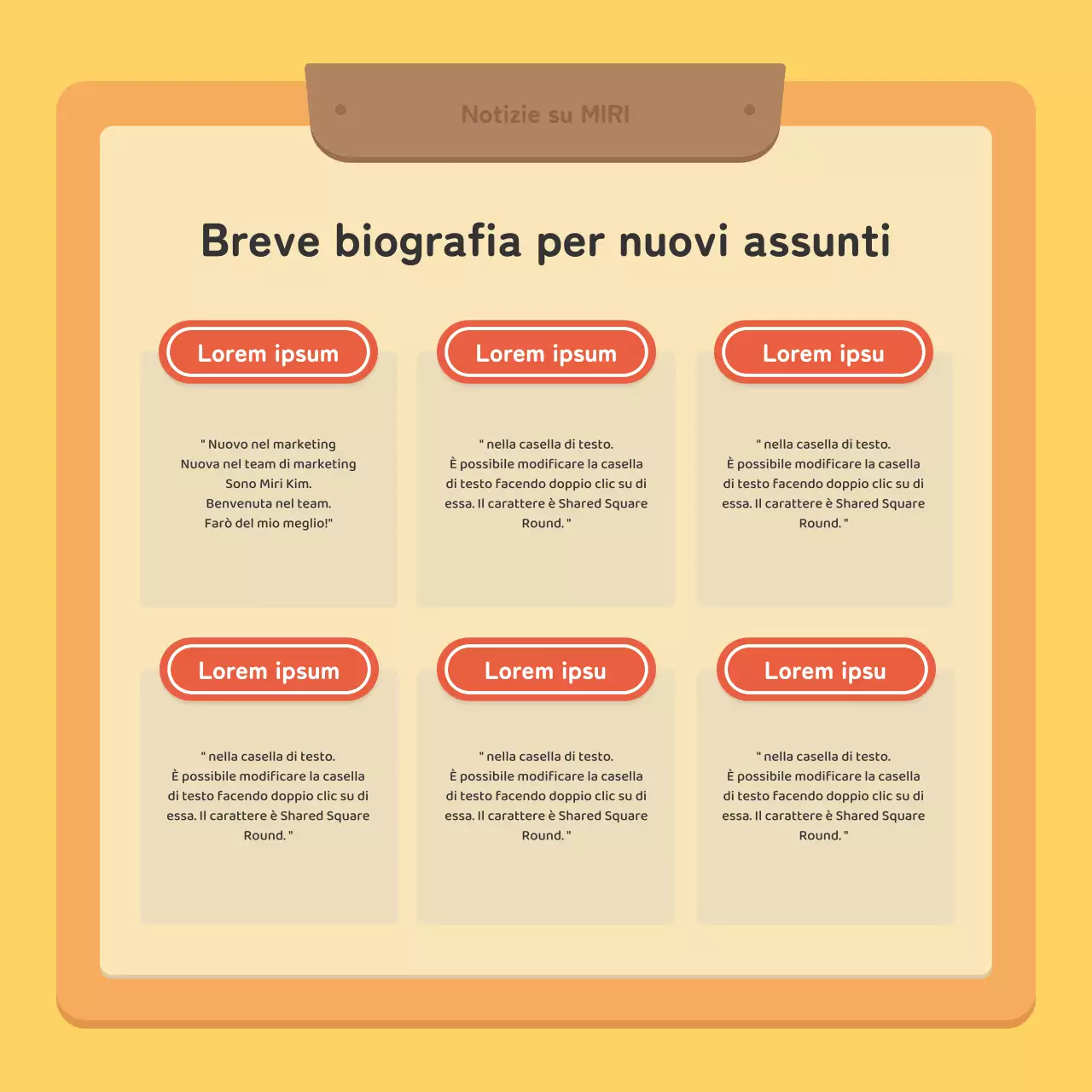 Un post di newsletter aziendale kitsch in rosso e giallo