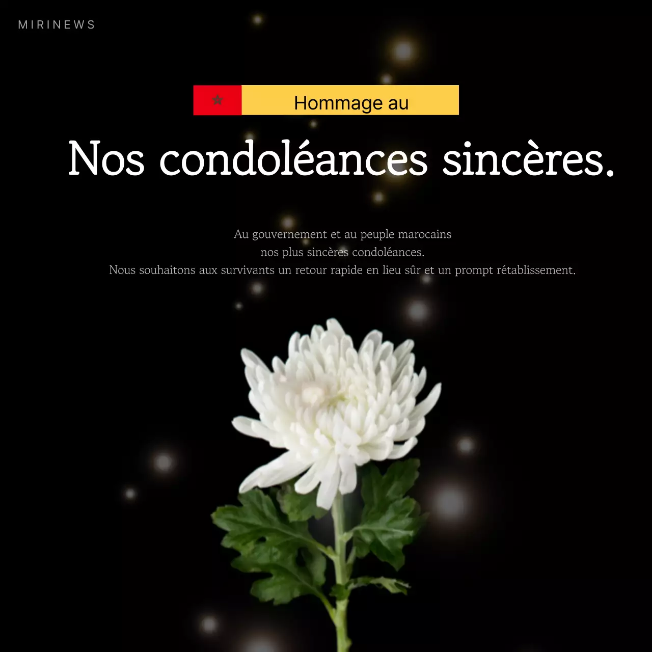 Un simple message d'hommage en noir et blanc