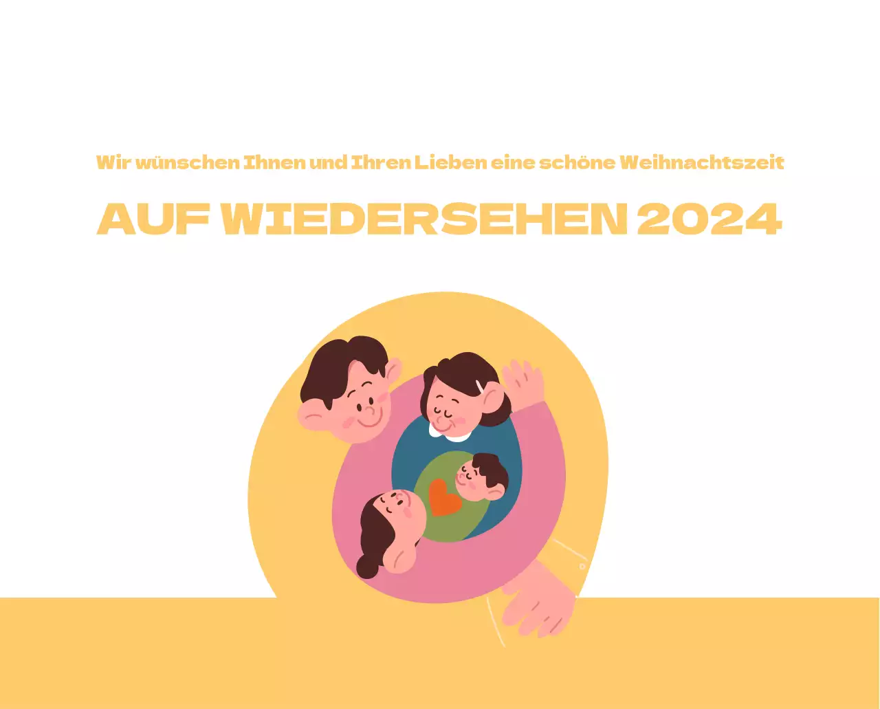 Ein festliches Krankenhaus mit Illustrationen zum Thema Gesundheit und Familie und farbenfrohen Akzenten