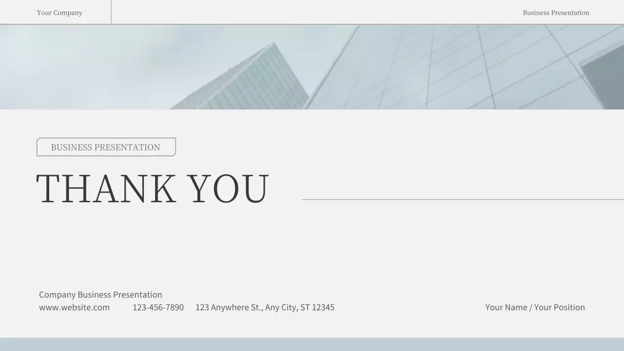 Simple, emotional business report in light blue and white