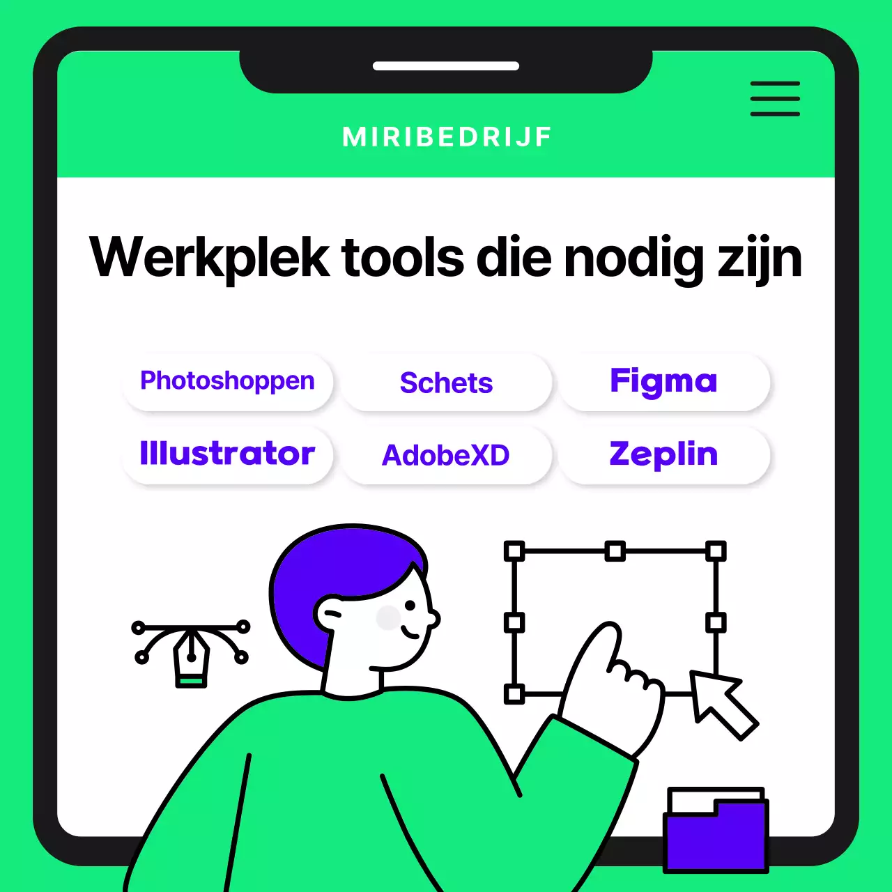 Een schattige ontwerper in paars en chartreuse inhuren