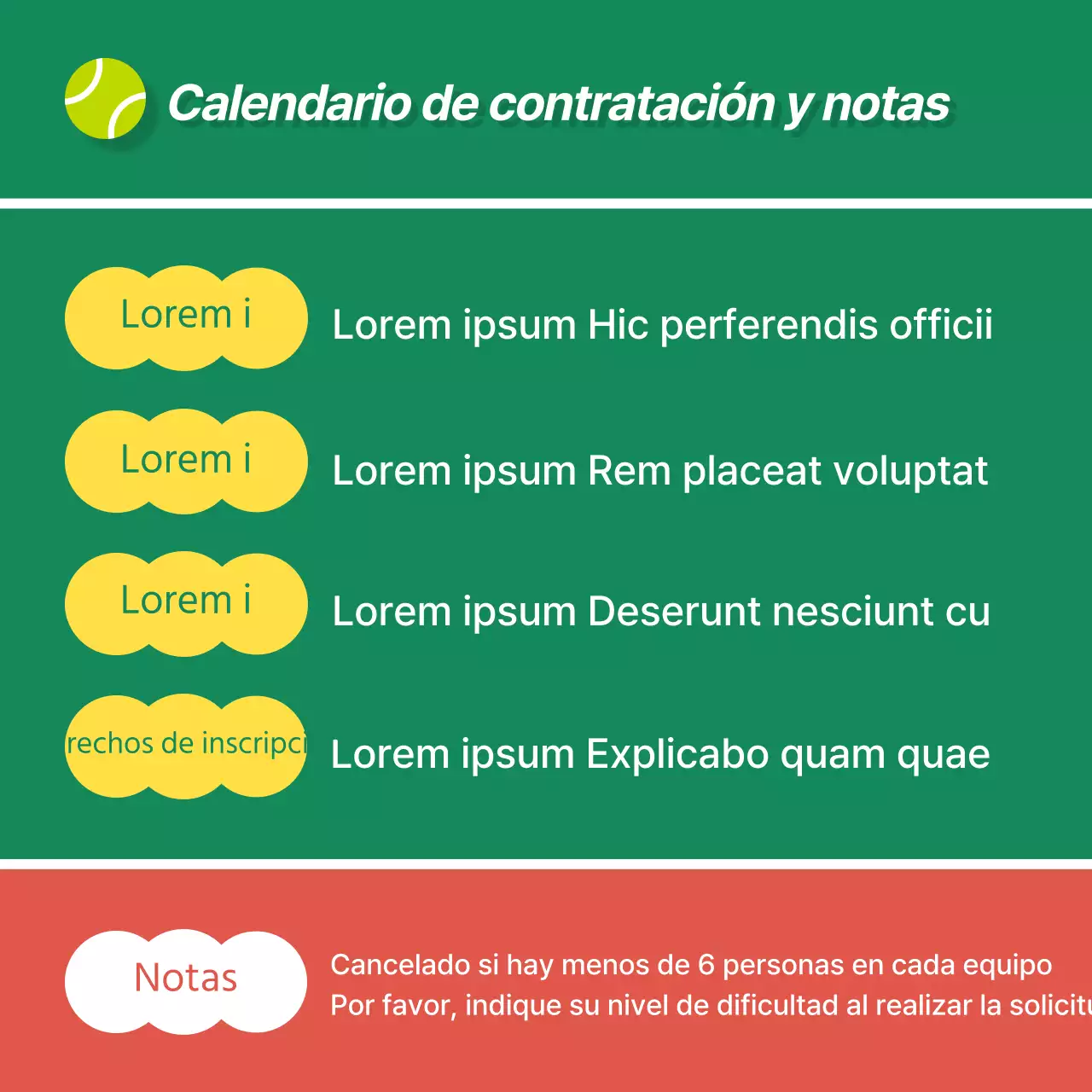 Promover la afiliación a un club de tenis moderno en verde y marrón