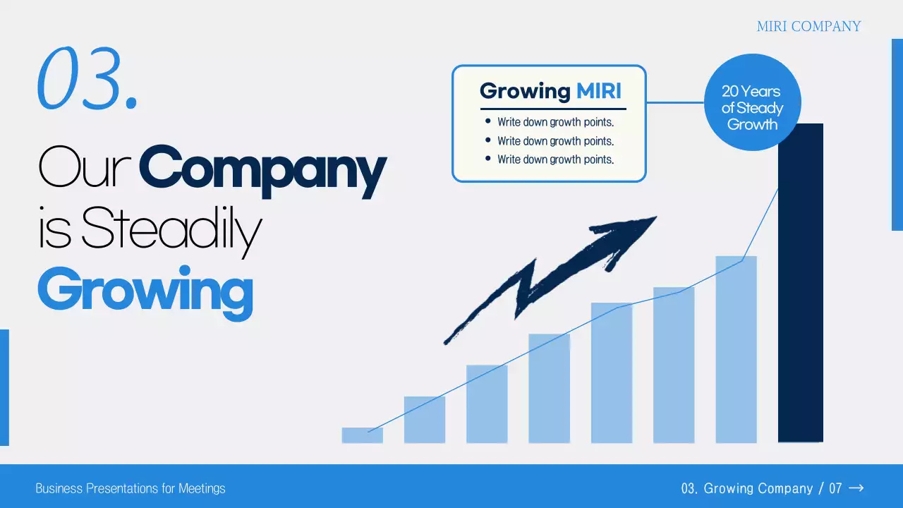 파랑과 흰색의 모던한 미팅용 보고서