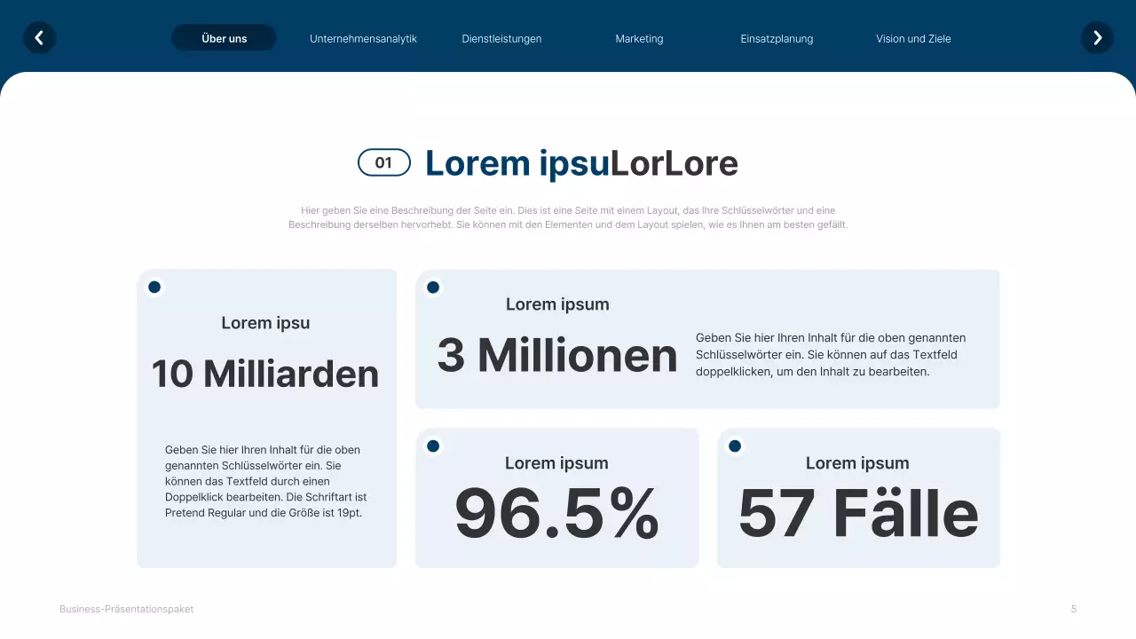 Einfache weiße und marineblaue Website Firmenprofil