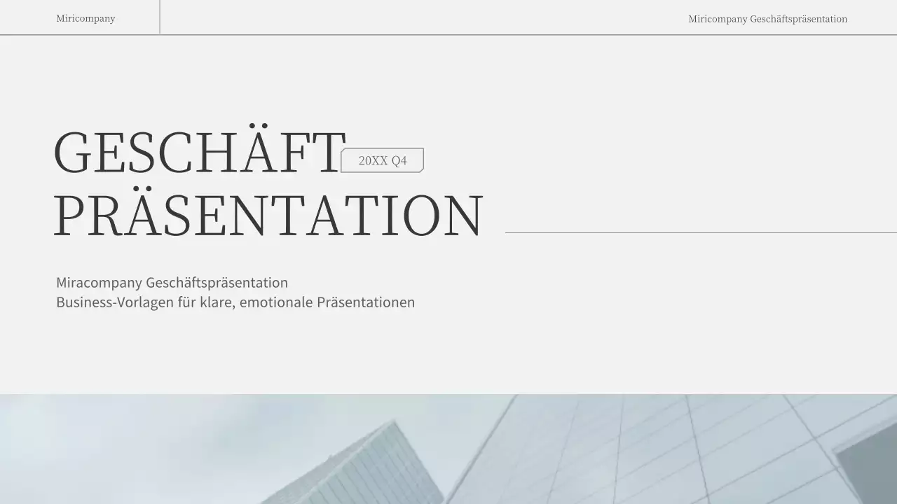 Ein einfacher, emotionaler Geschäftsbericht in Hellblau und Weiß