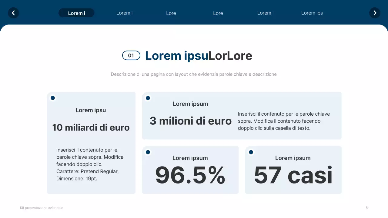 Profilo aziendale semplice in bianco e blu navy