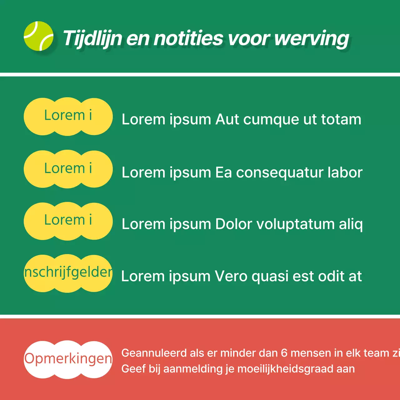 Promoot het lidmaatschap van een moderne tennisclub in groen en bruin