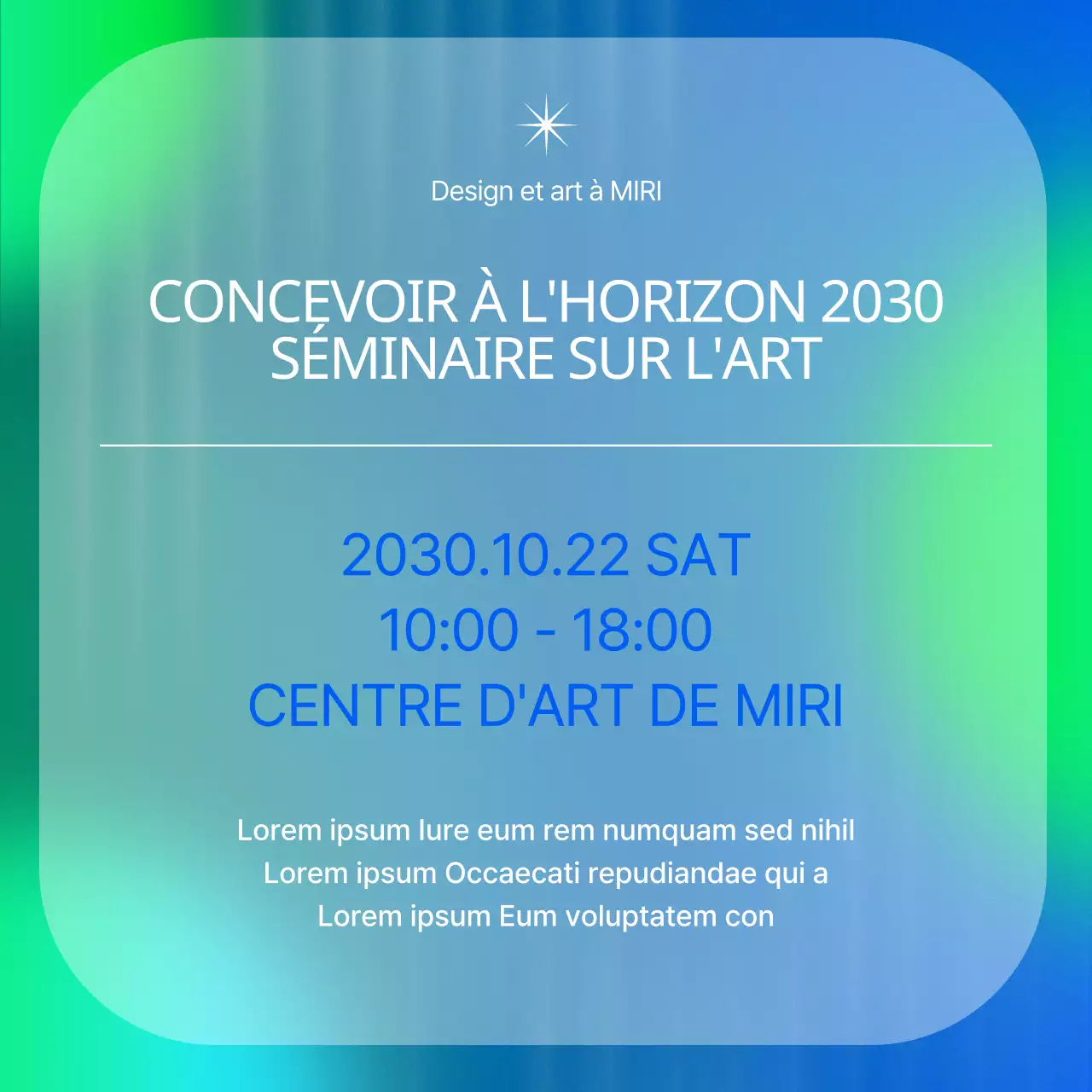 Promouvoir des séminaires d'art en cybernétique bleue et chartreuse