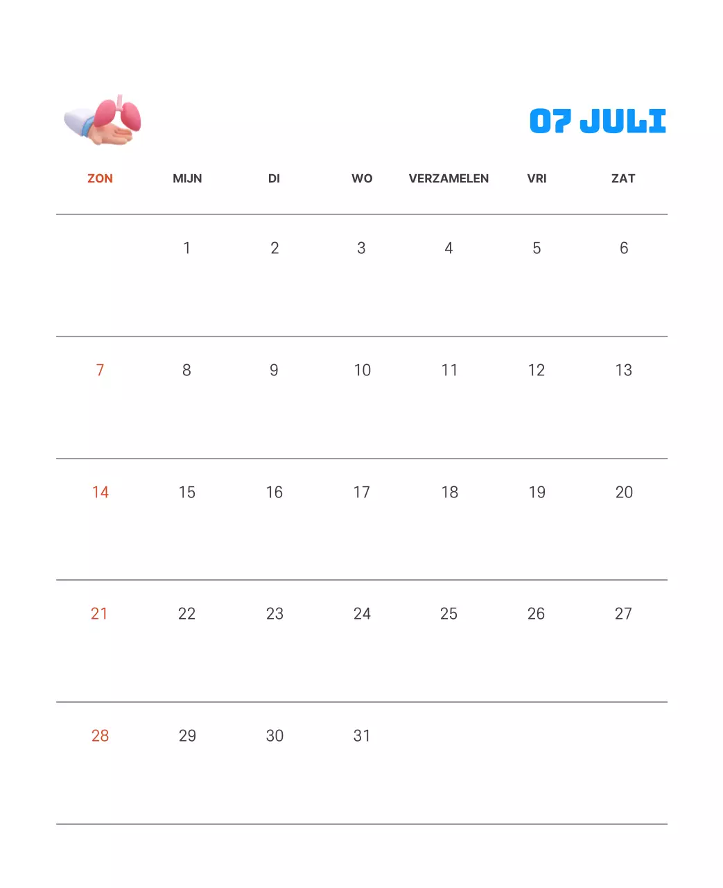 Een feestelijk ziekenhuis met illustraties met gezondheids- en gezinsthema's en kleurrijke accenten