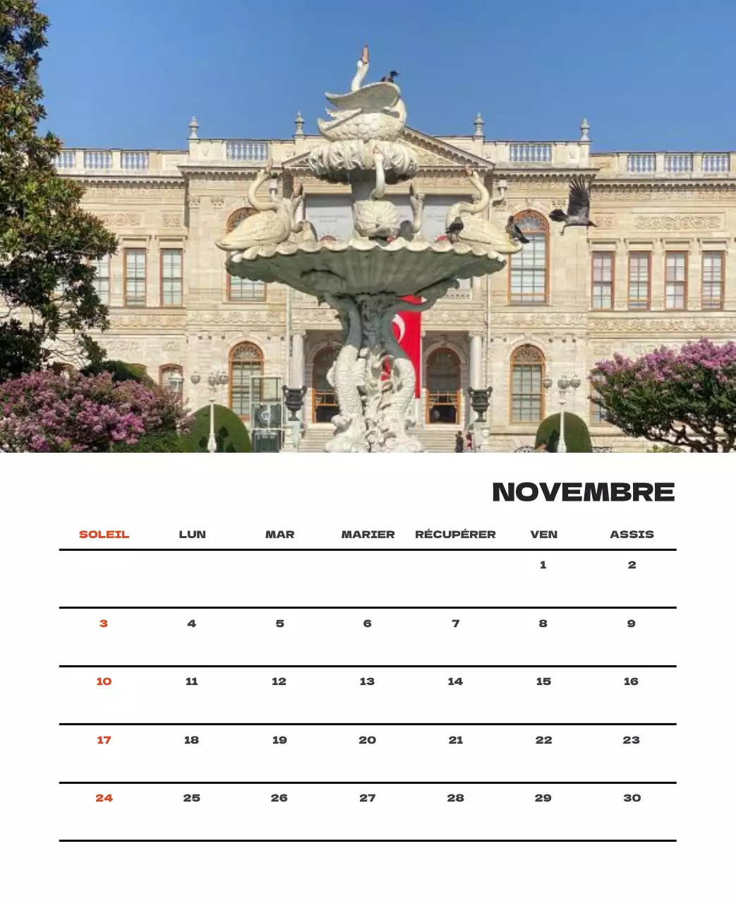 Une agence de voyage qui célèbre les fêtes de fin d'année avec des photos de voyages saisonniers et une mise en page claire et audacieuse.