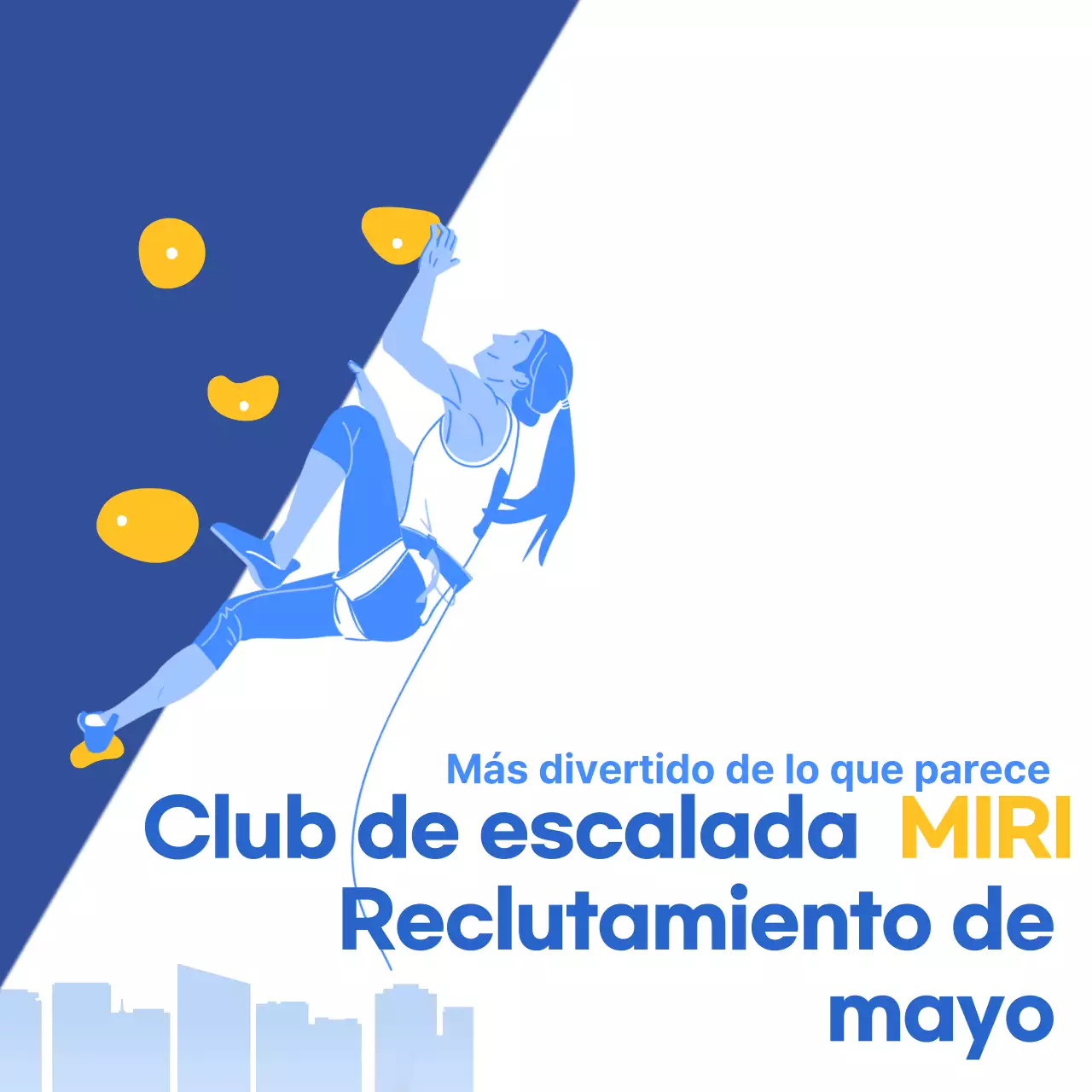 Un simple paso de reclutamiento de escalada azul y amarillo