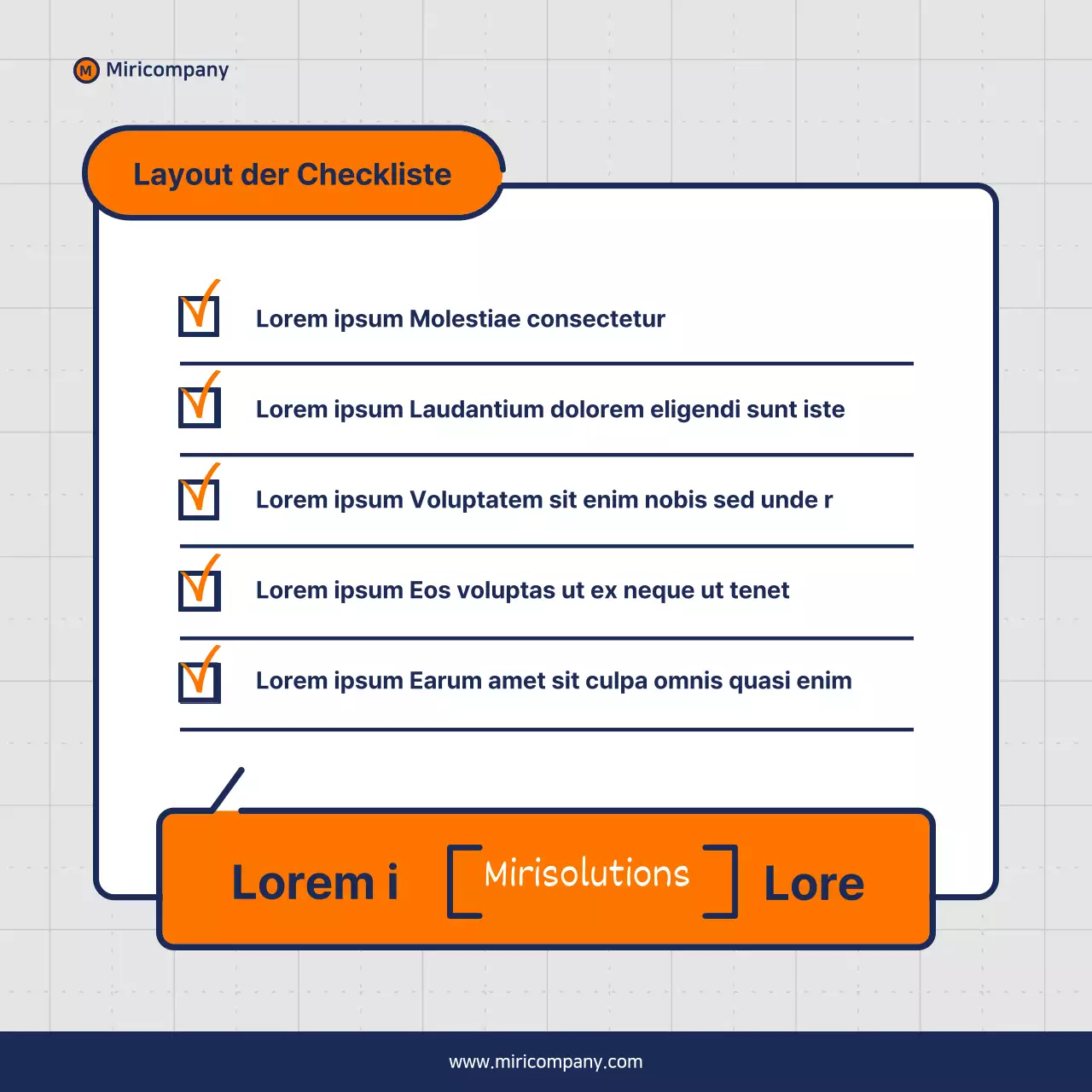 Minimalistischer Vorschlag für ein Geschäftsfeld in Orange und Marineblau
