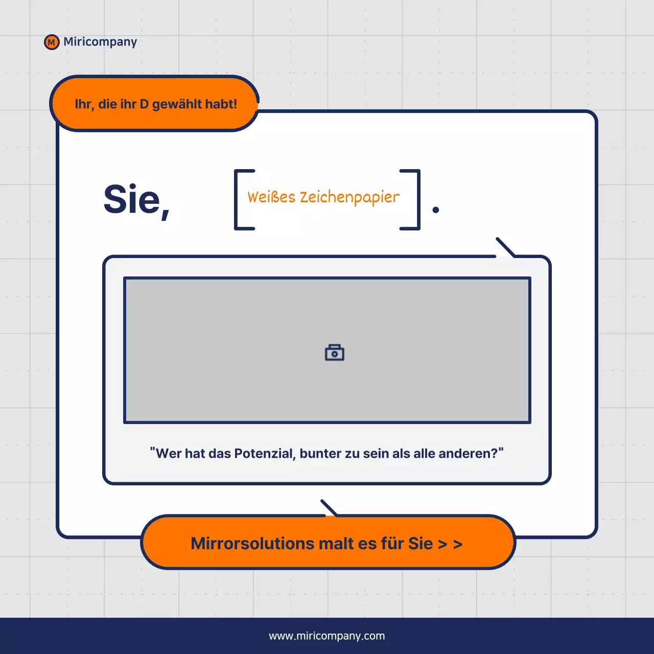 Minimalistischer Vorschlag für ein Geschäftsfeld in Orange und Marineblau
