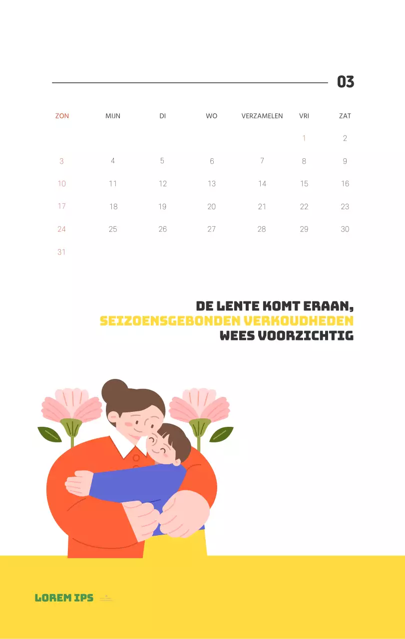 Een feestelijk ziekenhuis met illustraties met gezondheids- en gezinsthema's en kleurrijke accenten
