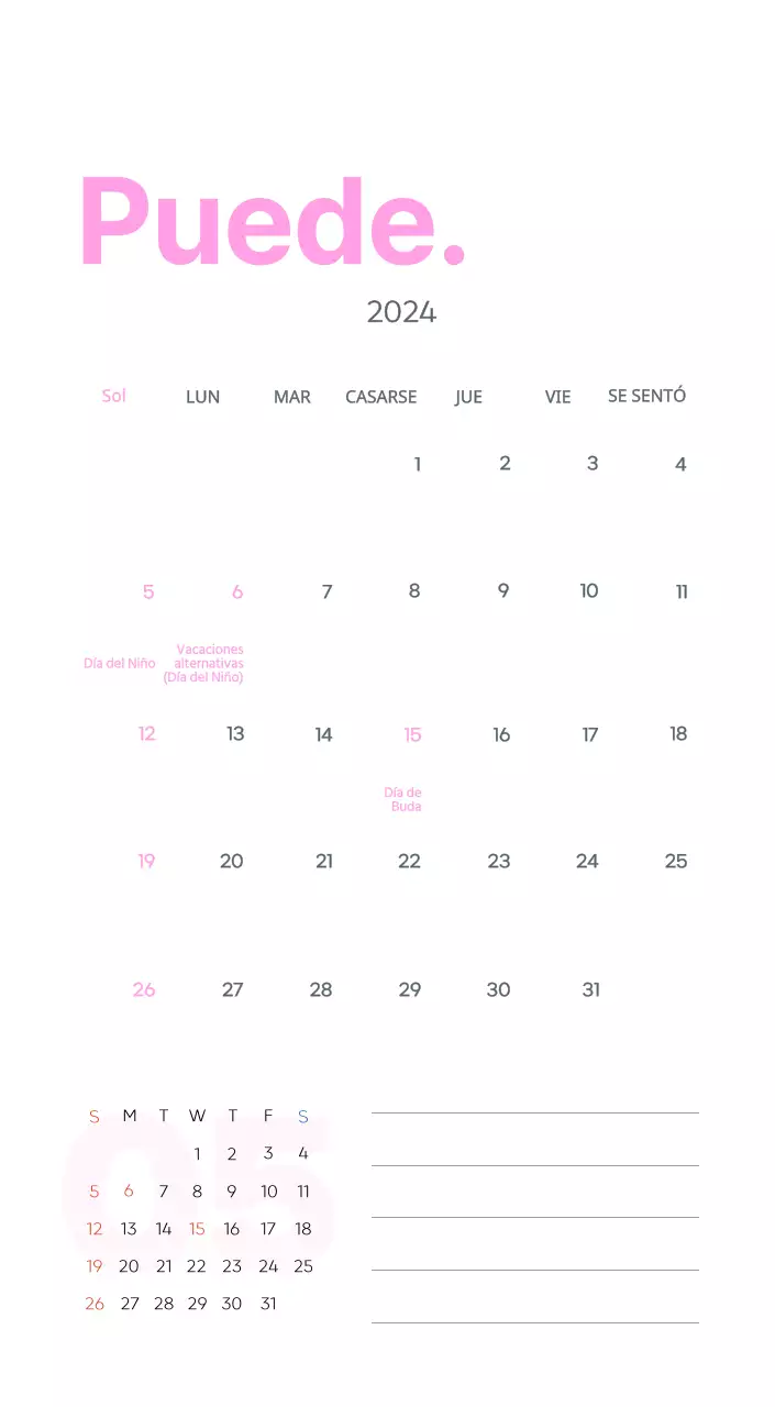 Calendario laboral con bellas ilustraciones