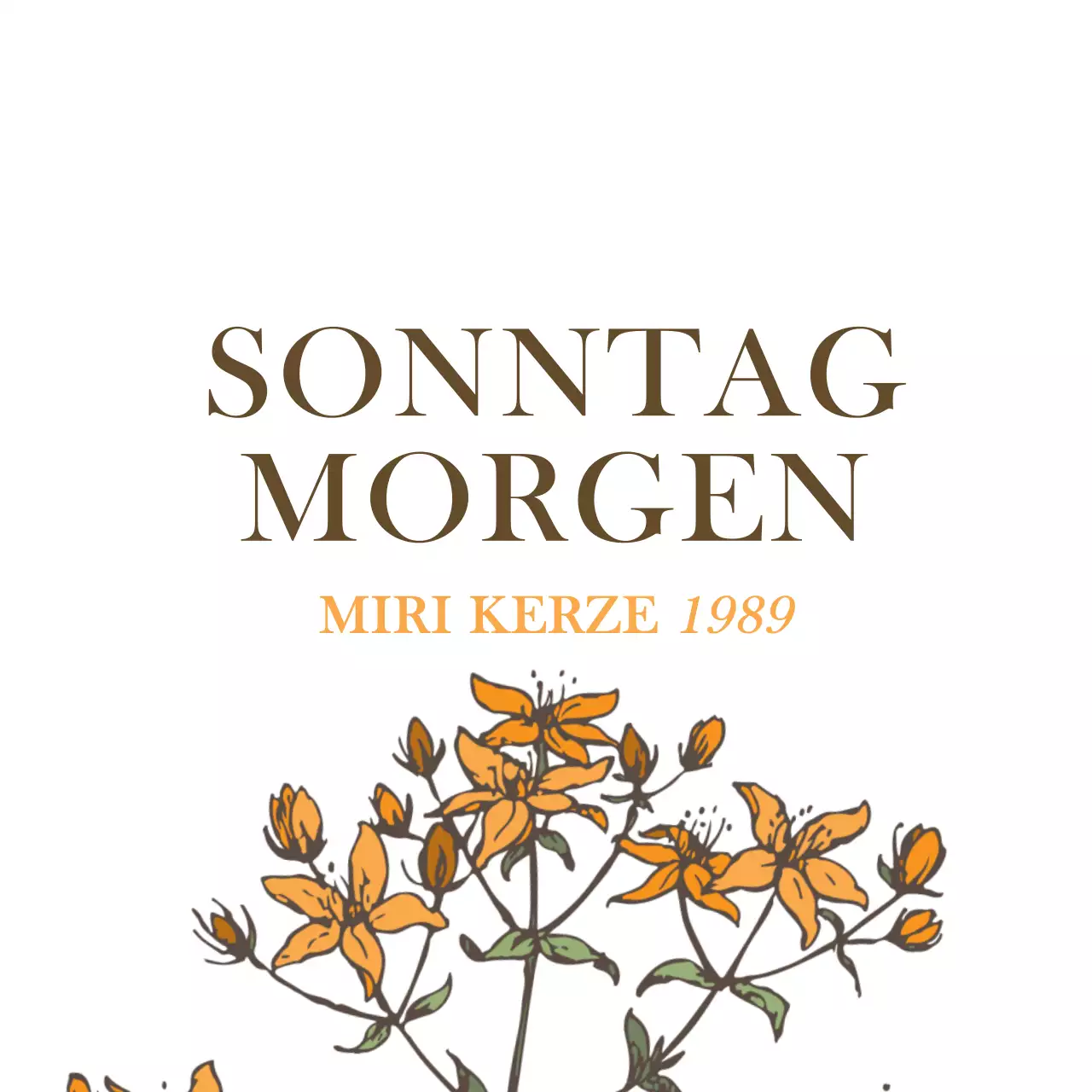 Einfache Kerze mit floralen und pflanzlichen Zeichnungen in Gelb und Braun zur Produktbeschreibung