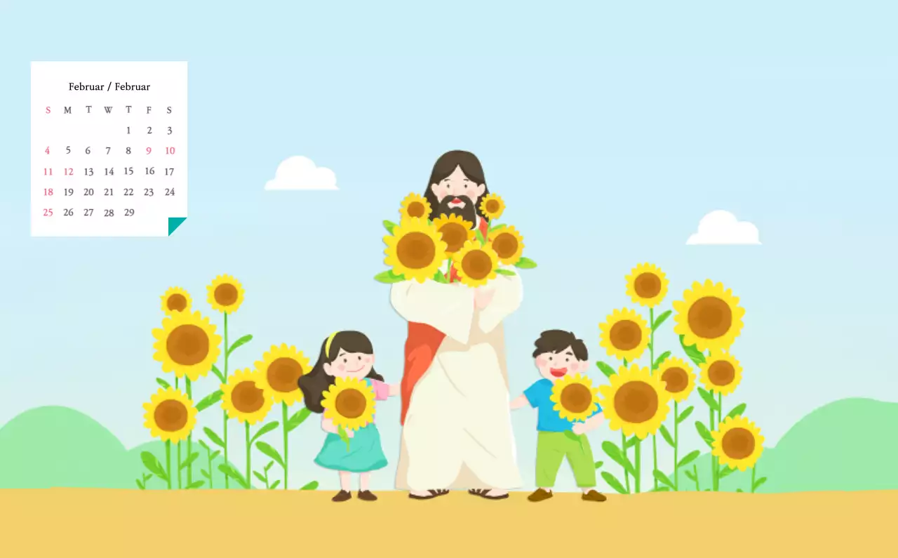 Warme FarbenKirchen mit niedlichen Illustrationen