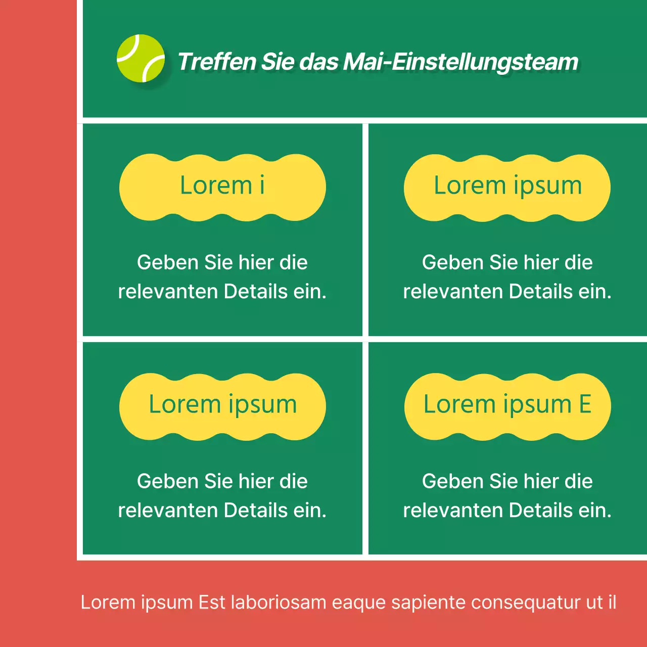 Werbung für die Mitgliedschaft in einem modernen Tennisclub in Grün und Braun