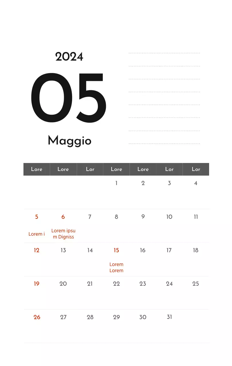 Un semplice calendario aziendale in grigio