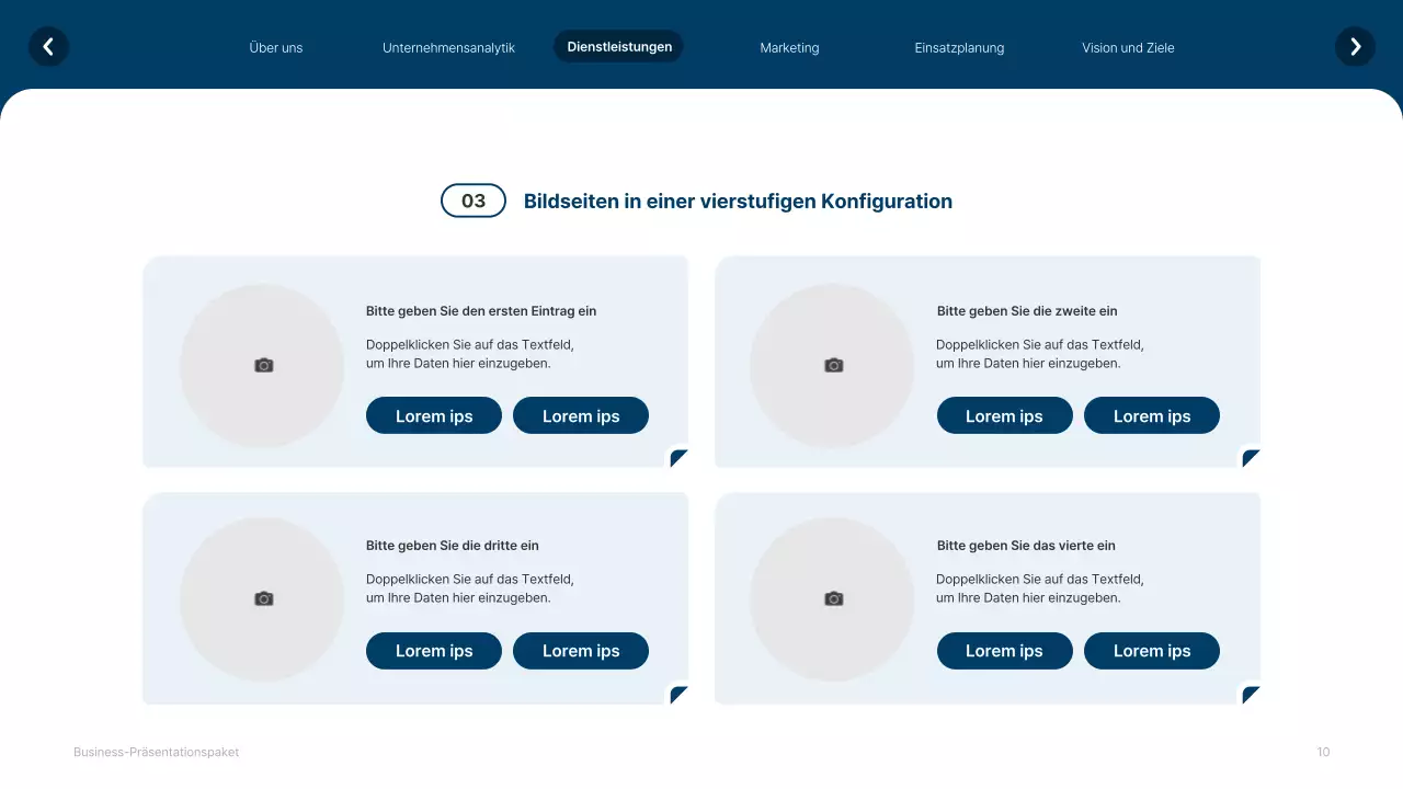 Einfache weiße und marineblaue Website Firmenprofil