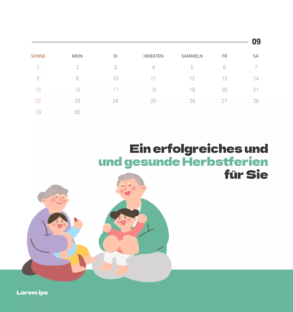 Ein festliches Krankenhaus mit Illustrationen zum Thema Gesundheit und Familie und farbenfrohen Akzenten