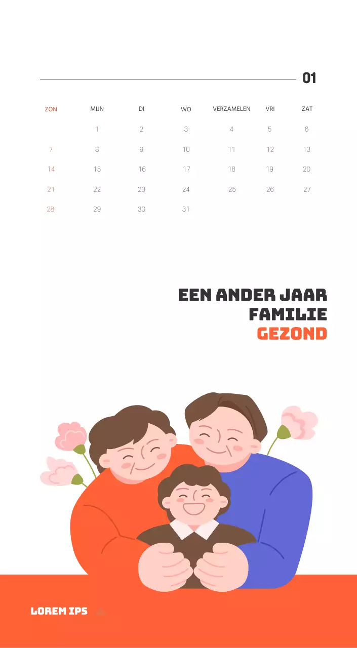Een feestelijk ziekenhuis met illustraties met gezondheids- en gezinsthema's en kleurrijke accenten