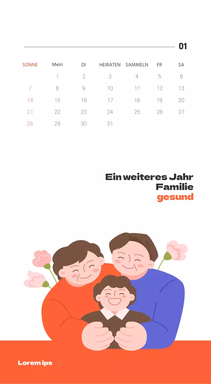 Ein festliches Krankenhaus mit Illustrationen zum Thema Gesundheit und Familie und farbenfrohen Akzenten