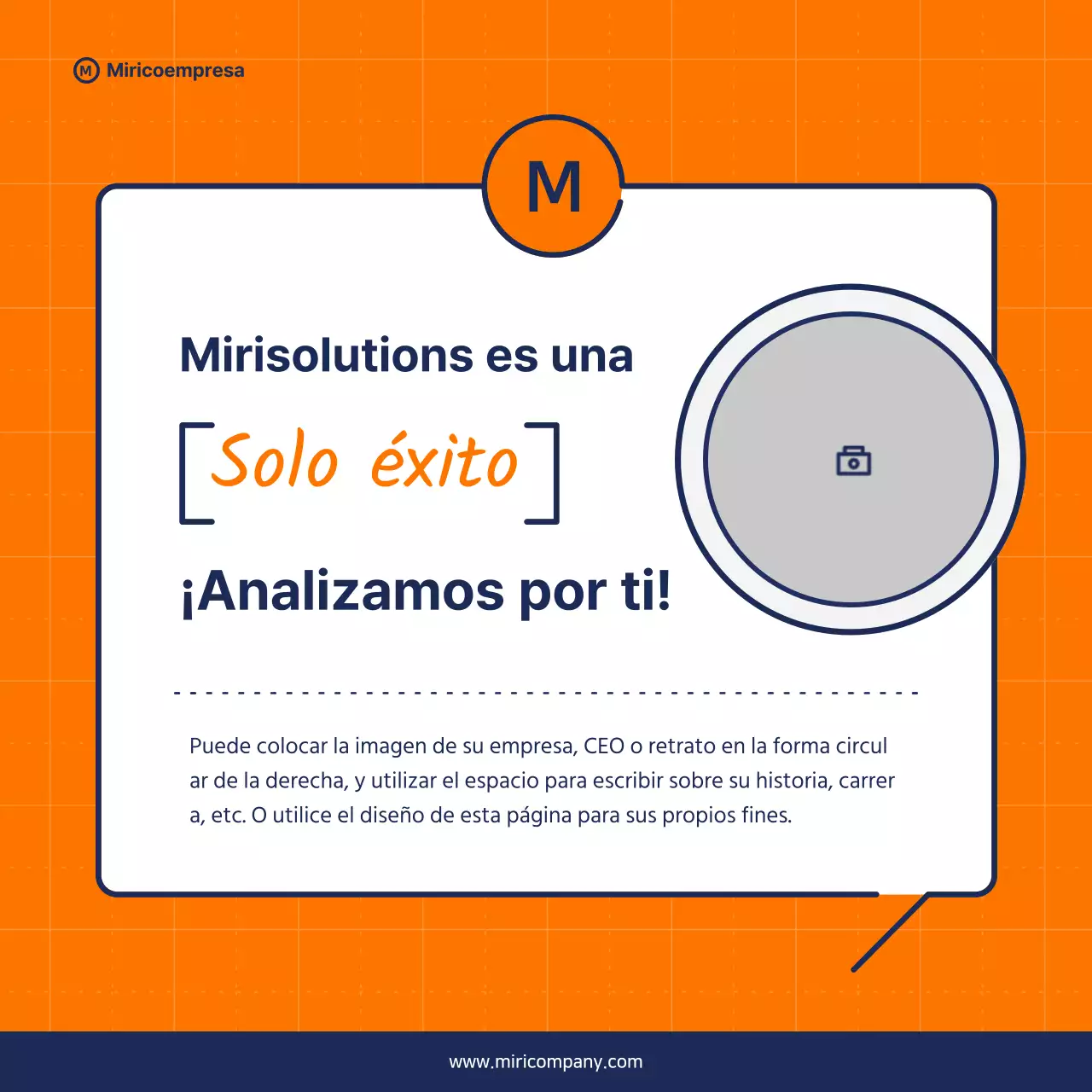 Propuesta minimalista de discurso empresarial en naranja y azul marino