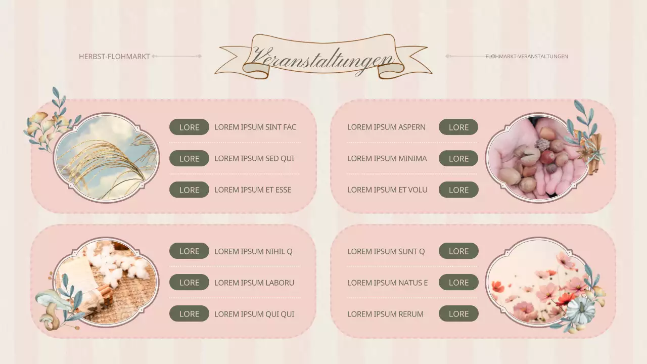 Klassischer Herbst-Flohmarkt-Planer in Rosa und Khaki