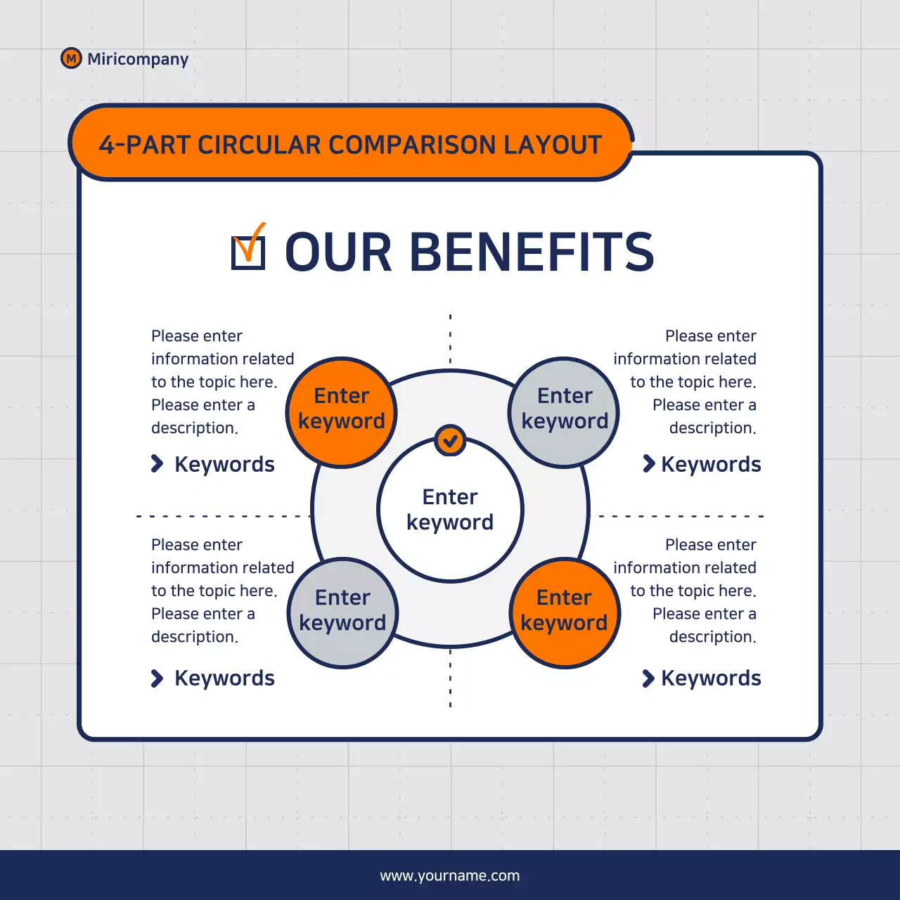 Minimalist business pitch proposal in orange and navy blue