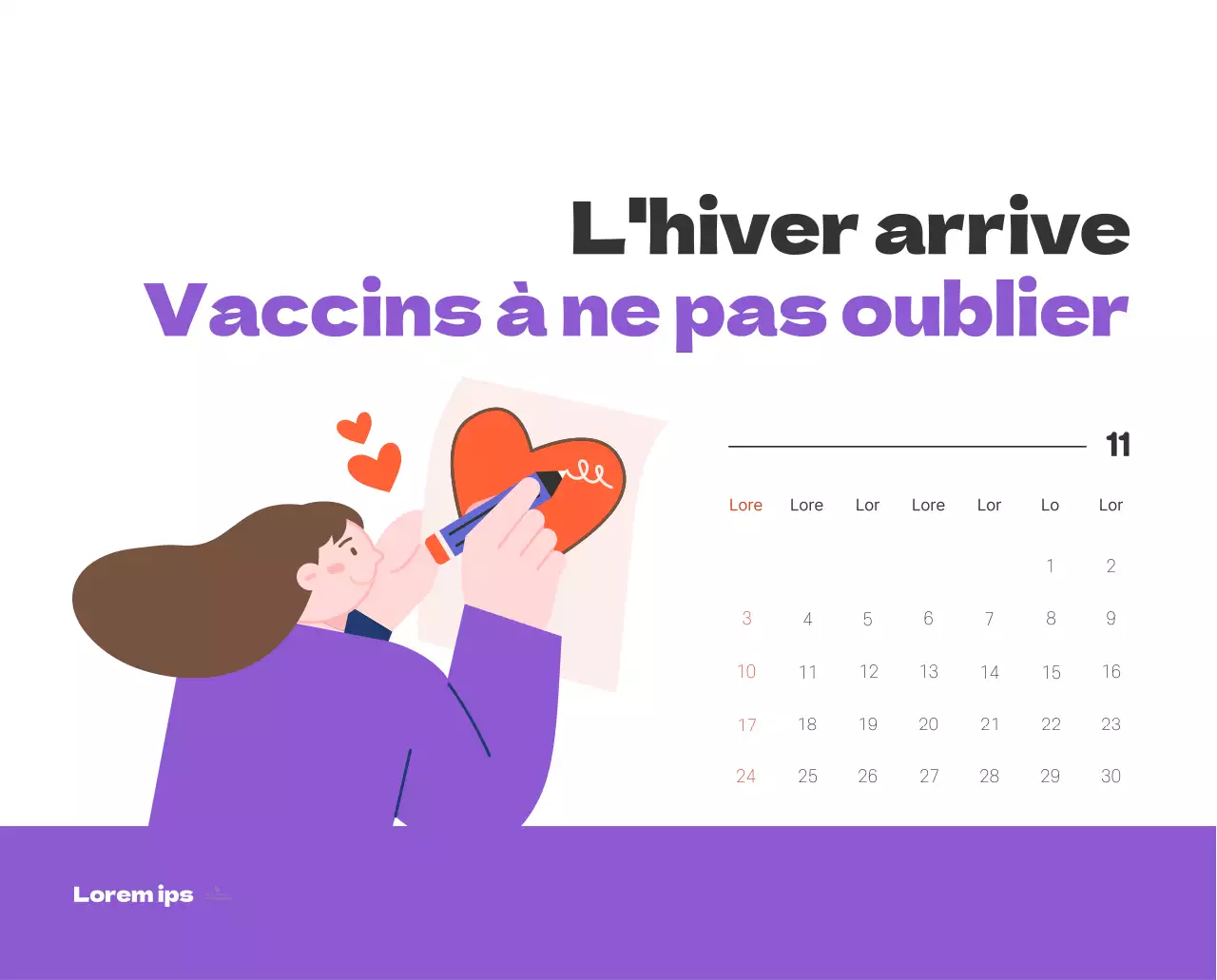 Un hôpital festif avec des illustrations sur le thème de la santé et de la famille et des accents colorés.