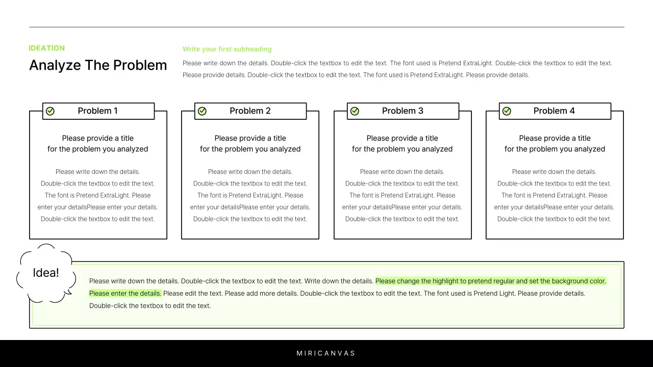 A simple white and chartreuse report to introduce your project