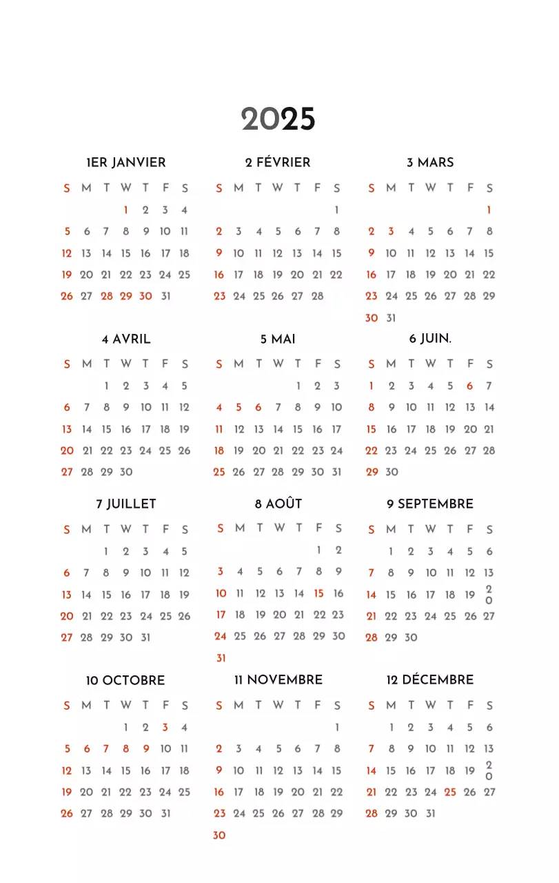 Un calendrier d'entreprise simple en gris