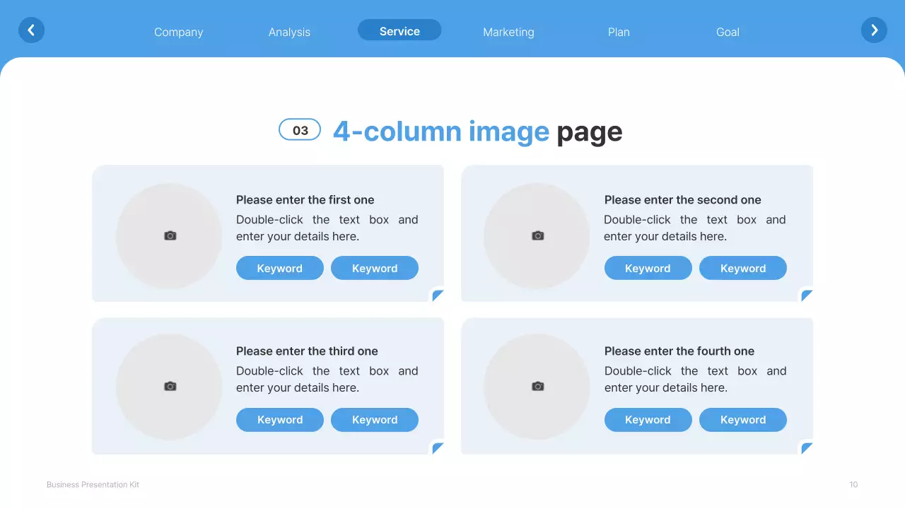 A simple white and light blue website company profile