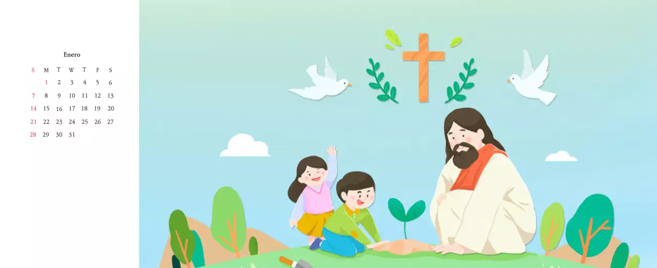 Colores cálidosIglesias con simpáticas ilustraciones