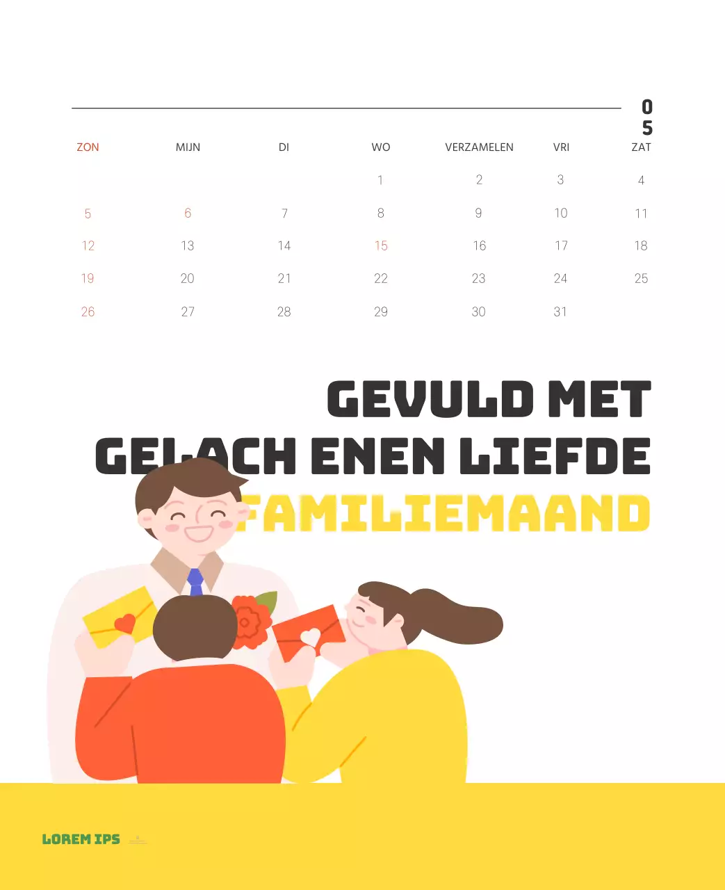 Een feestelijk ziekenhuis met illustraties met gezondheids- en gezinsthema's en kleurrijke accenten